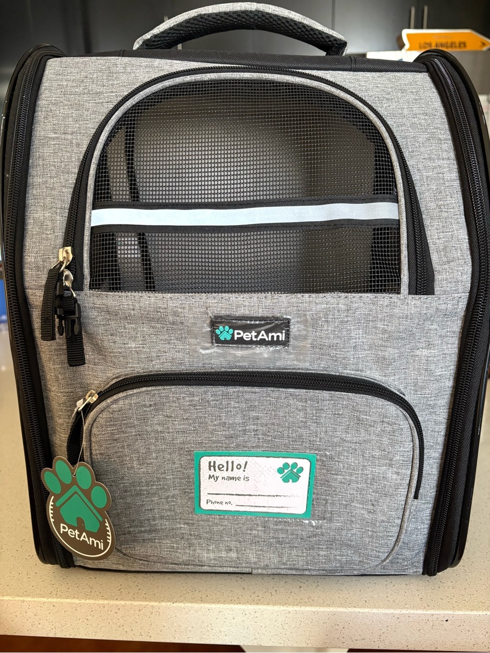 Gray Soft-Sided Dog Carrier Backpack with Mesh Ventilation